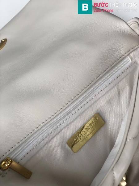 Túi xách Chanel 19 Flap Bag siêu cấp da cừu màu trắng ngà size 26cm