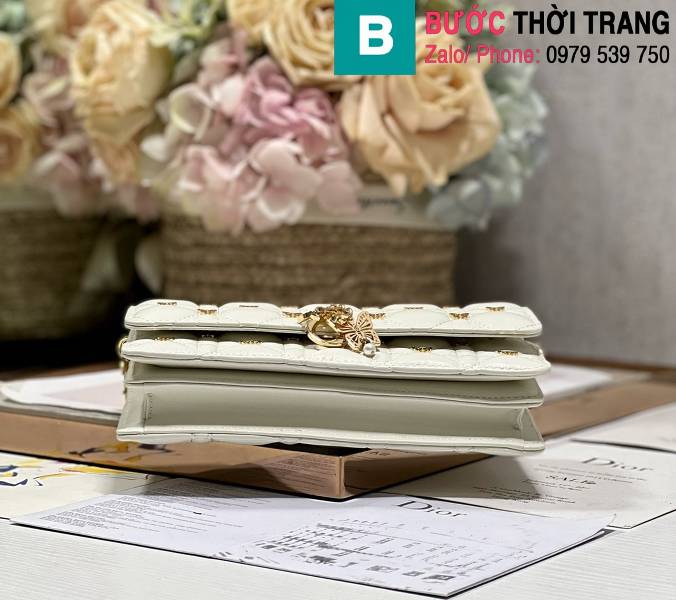 Túi xách Dior caro siêu cấp da cừu màu trắng size 21cm