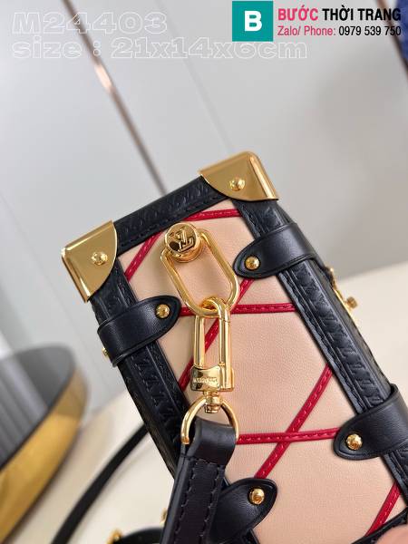 Túi xách Louis Vuitton Side Trunk siêu cấp da cừu màu hồng size 21cm
