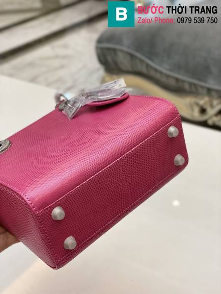 Túi xách Dior lady siêu cấp da thăn thằn màu hồng size 17cm
