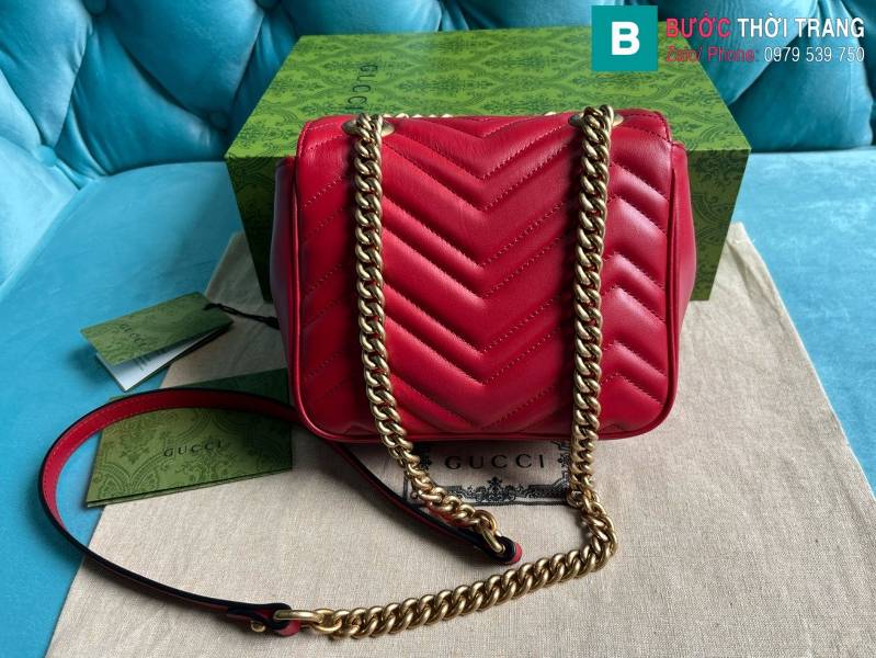 Túi xách Gucci Marmont siêu cấp da bò màu đỏ size 18cm 