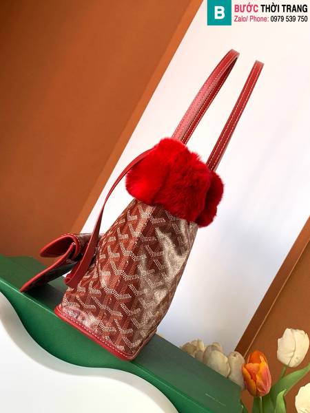 Túi xách Goyard Tote mini siêu cấp vải bạt màu đỏ size 20cm