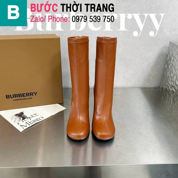 Boot da cổ thấp Burberry gót vuông cao 10.5cm màu nâu