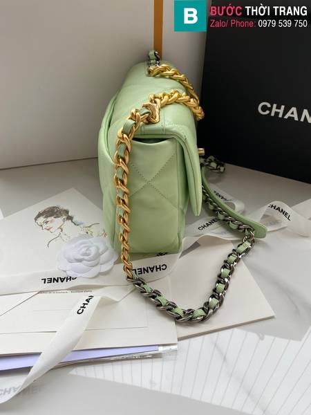 Túi xách Chanel 19 Flap Bag siêu cấp da cừu màu xanh cốm size 26cm