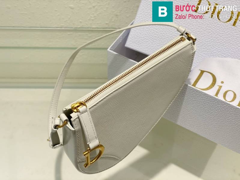 Túi xách Dior yên ngựa  siêu cấp da bò màu trắng size 20cm