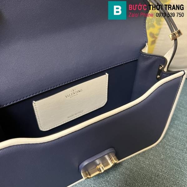 Túi xách Valentino Garavani Letter siêu cấp da bê màu xanh than size 24cm 