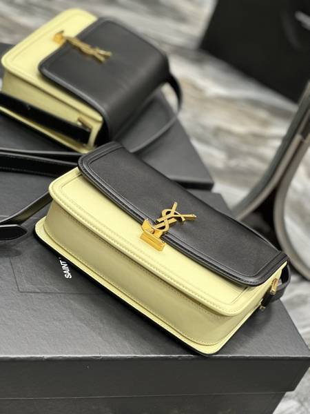 Túi xách Saint Laurent Solferino Box siêu cấp da bê màu đen vàng size 23cm