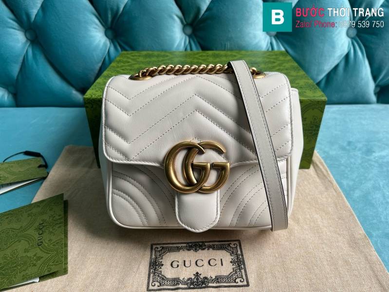 Túi xách Gucci Marmont siêu cấp da bò màu trắng size 18cm 