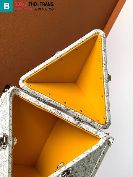Túi hình hộp Goyard siêu cấp canvas màu trắng size 12.5cm