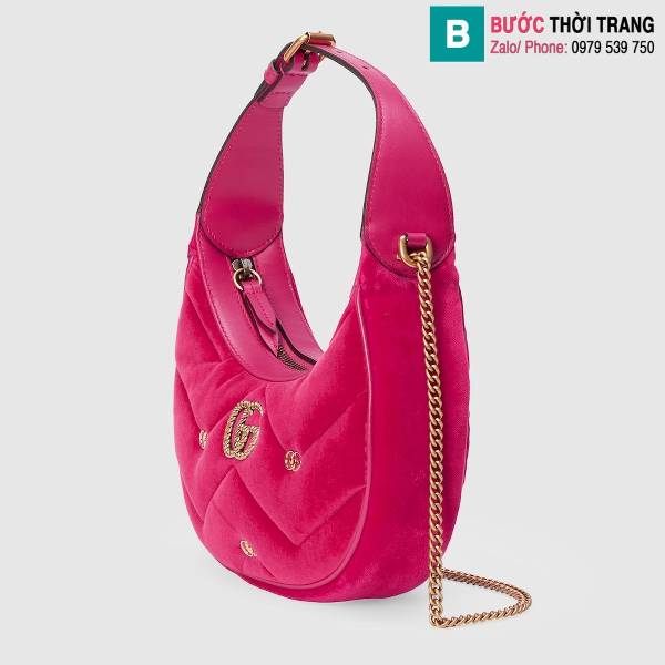 Túi xách Gucci Marmont siêu cấp nhung màu hồng size 21cm