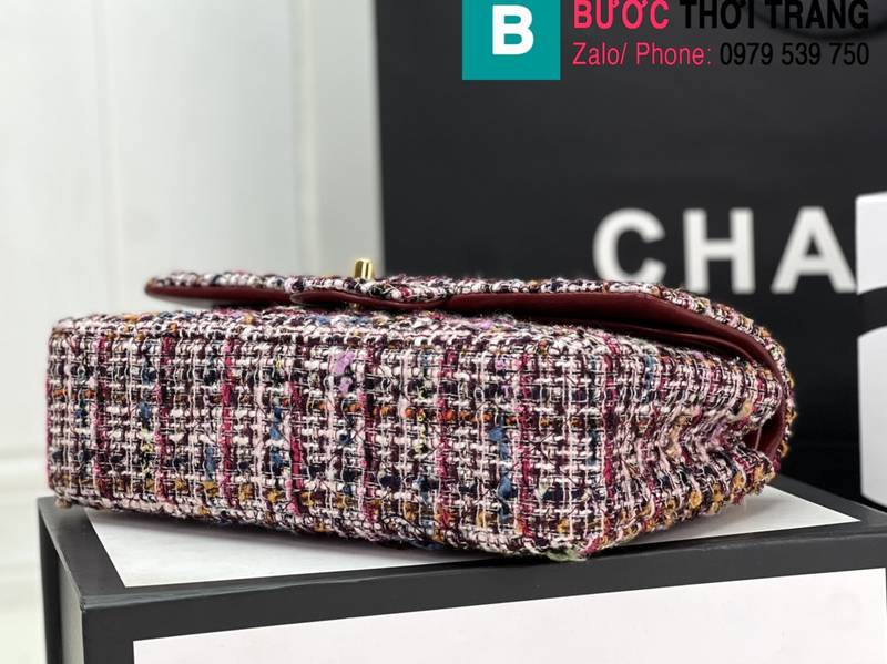 Túi xách Chanel Cf Classic Flap bag siêu cấp canvas màu tím size 25cm
