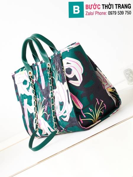 Túi xách Chanel tote bag siêu cấp canvas màu xanh size 38cm