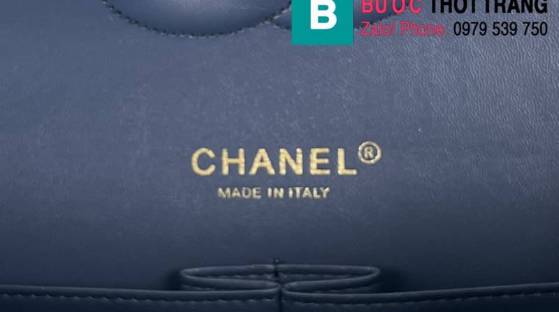 Túi xách Chanel Cf Classic Flap bag siêu cấp canvas màu xanh đậm size 25cm