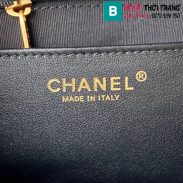 Túi đeo vai Chanel siêu cấp da bò nàu đen size 20.5cm