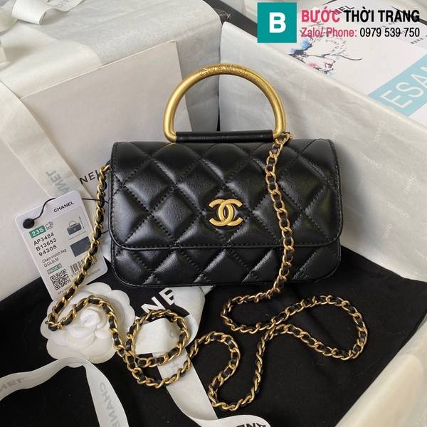 Túi xách Chanel mini cao cấp da cừu màu đen size 17.2cm 