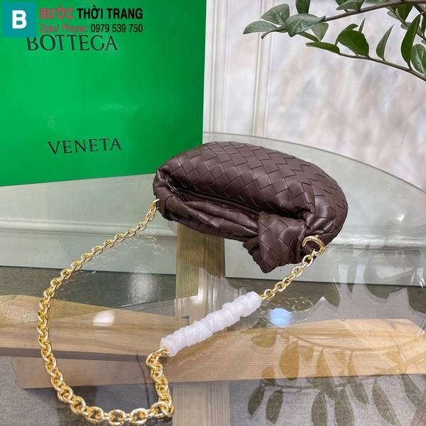 Túi xách Bottega Veneta Mini Jodie cao cấp da cừu màu nâu thẫm size 23cm
