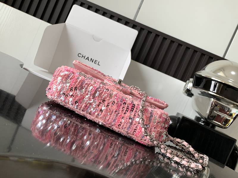 Túi xách Chanel Mini CF siêu cấp canvas màu hồng size 20cm 