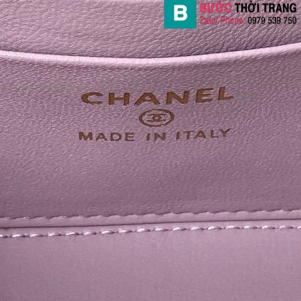 Túi xách Chanel vanity siêu cấp da bò màu tím size 17cm 