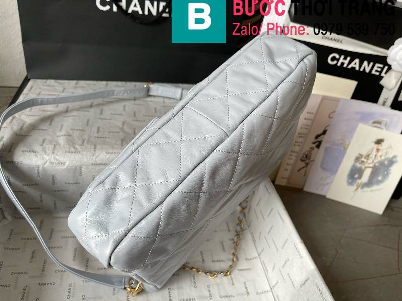 Túi xách Chanel hobo siêu cấp da bò màu ghi size 30cm
