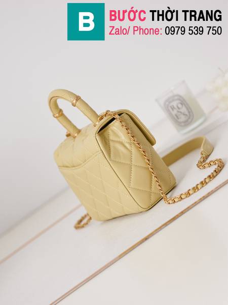 Túi xách Chanel mini siêu cấp da bê màu vàng size 15cm