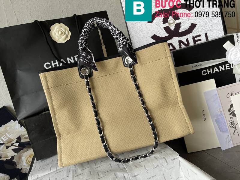 Túi xách Chanel Classic Bag siêu cấp canvas màu nude size 38cm 