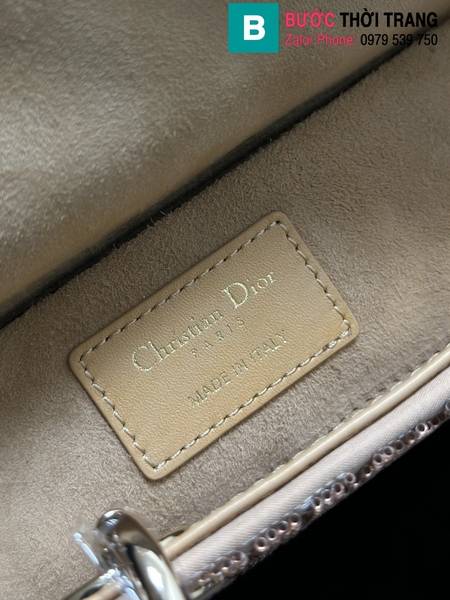 Túi xách Dior Lady D-Joy siêu cấp canvas màu nude size 22cm 