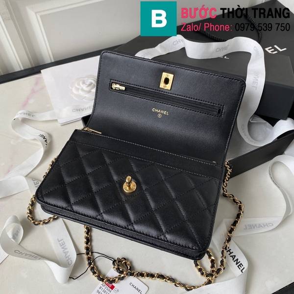 Túi xách Chanel Wallet on chain mini cao cấp da cừu màu đen size 19cm