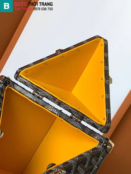 Túi hình hộp Goyard siêu cấp canvas màu đen size 12.5cm