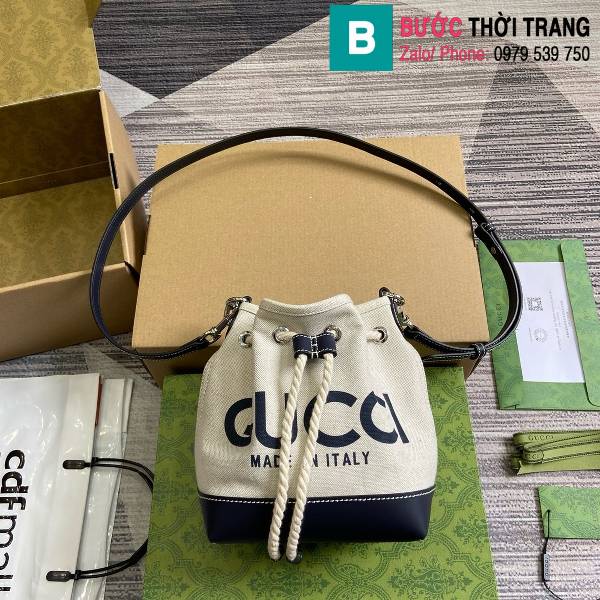 Túi xách Gucci supreme siêu cấp canvas màu xanh size 16cm