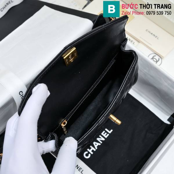 Túi thắt lưng Chanel siêu cấp da cừu màu đen size 18cm
