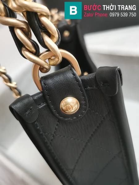 Túi xách Chanel hobo handbag siêu cấp da bê màu đen size 21cm 