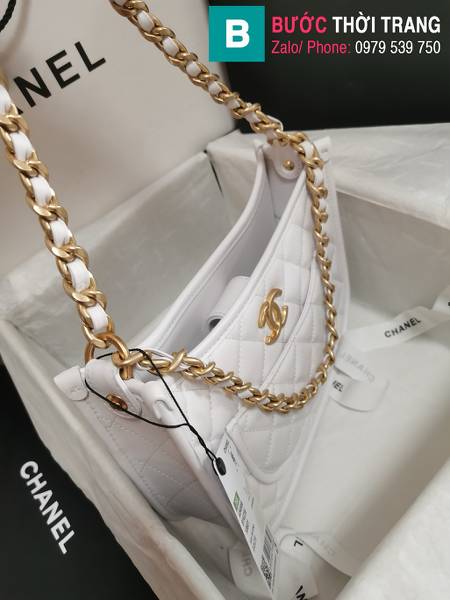 Túi xách Chanel hobo handbag siêu cấp da bê màu trắng size 20cm 