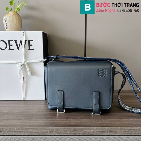 Túi xách Loewe cao cấp da bò màu xanh nước size 24.5cm