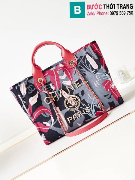 Túi xách Chanel tote bag siêu cấp canvas màu đỏ size 38cm