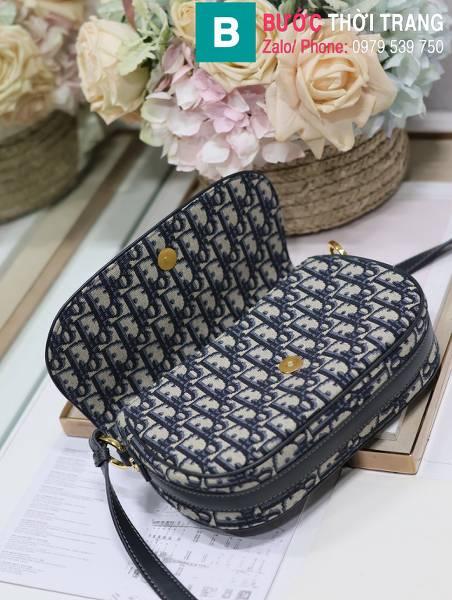 Túi xách Dior Besace siêu cấp canvas màu xanh size 24cm