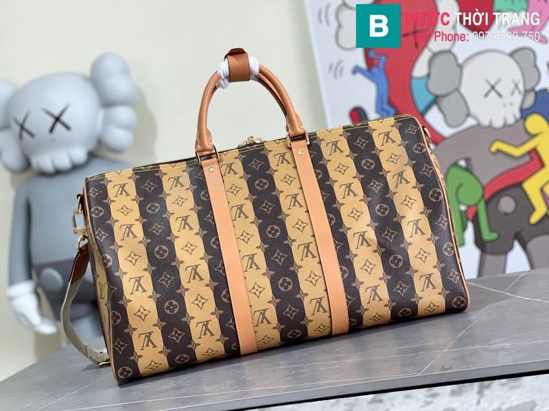 Túi xách Louis Vuitton Keepall Bandouliere siêu cấp monogram màu nâu size 50cm