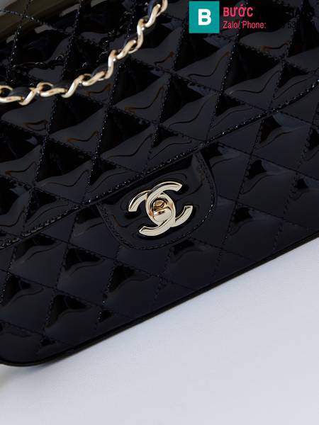 Túi đeo chéo Chanel siêu cấp da bò màu đen size 23.5cm