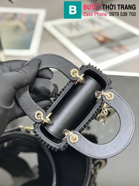 Túi xách Dior Lady mini siêu cấp da cừu màu đen size 12cm 