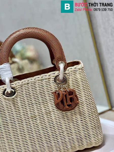 Túi xách Dior Lady siêu cấp đan lát màu nâu size 24cm