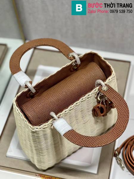 Túi xách Dior Lady siêu cấp đan lát màu nâu size 24cm