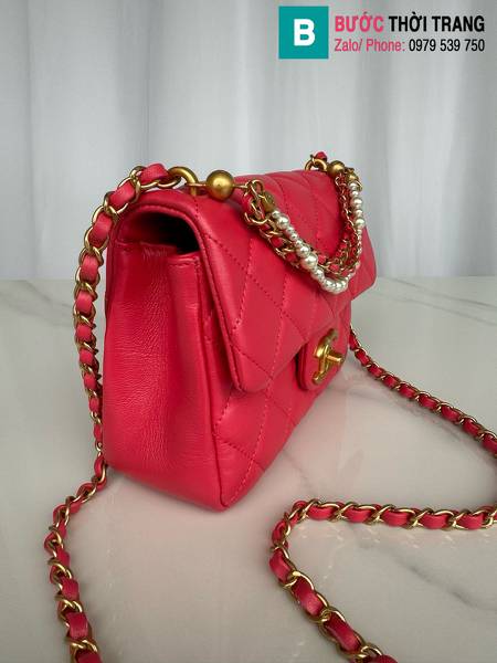 Túi xách Chanel mini siêu cấp da cừu màu đỏ size 20cm 