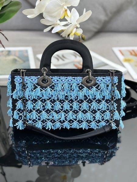 Túi xách Dior Lady D-Joy siêu cấp canvas màu xanh size 26cm 