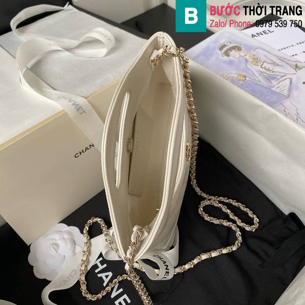 Túi xách Chanel mini siêu cấp da bê màu trắng size 20.5cm
