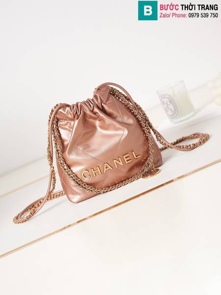 Túi xách Chanel Mini Handbagcao cấp da bê màu hồng nude size 19cm
