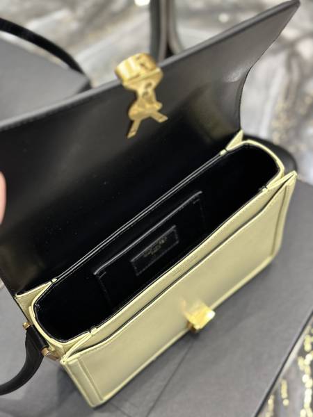 Túi xách Saint Laurent Solferino Box siêu cấp da bê màu đen vàng size 23cm