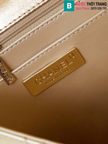 Túi đeo chéo Chanel siêu cấp da bò màu vàng size 23.5cm