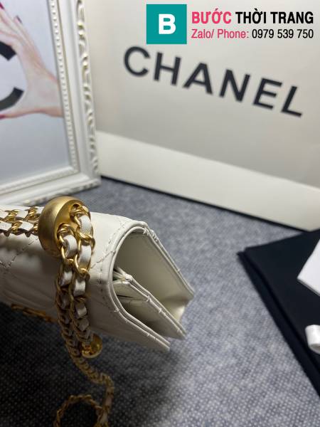 Túi xách Chanel Woc siêu cấp da bò màu trắng size 19cm