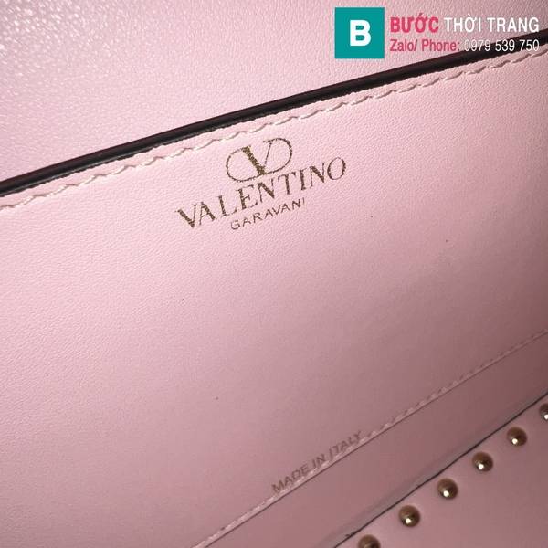 Túi xách Valentino Garavani Rockstude siêu cấp da bê màu hồng nhạt size 34cm