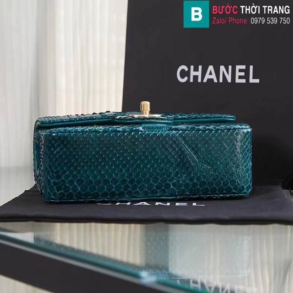Túi xách Chanel mini cao cấp da trăn màu xanh lá 1 size 20cm