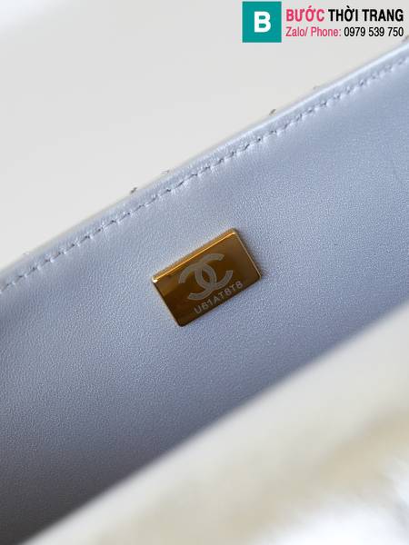 Túi đeo chéo Chanel siêu cấp da bò màu trắng size 23.5cm